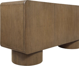Meridian Furniture Adagio Oak Veneer Sideboard Buffet with Soft Close Drawers for Elegant Dining Room Storage Brown 66045Brown