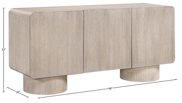 Meridian Furniture Adagio Oak Veneer Sideboard Buffet with Soft Close Drawers for Elegant Dining Room Storage Natural 66045Natural
