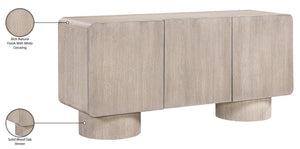 Meridian Furniture Adagio Oak Veneer Sideboard Buffet with Soft Close Drawers for Elegant Dining Room Storage Natural 66045Natural