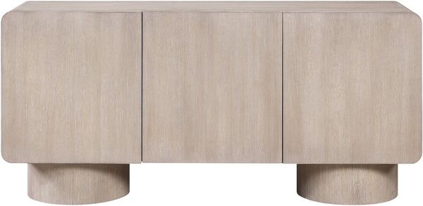 Meridian Furniture Adagio Oak Veneer Sideboard Buffet with Soft Close Drawers for Elegant Dining Room Storage Natural 66045Natural