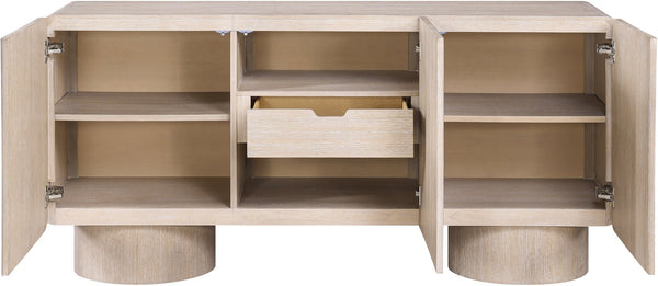Meridian Furniture Adagio Oak Veneer Sideboard Buffet with Soft Close Drawers for Elegant Dining Room Storage Natural 66045Natural