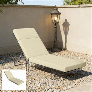 English Elm Outdoor Chaise Lounge Cushion Set Uv Resistant Polyester with Foam Fill for Patio Cream White T3971P475827