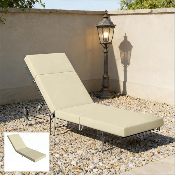 English Elm Outdoor Chaise Lounge Cushion Set Uv Resistant Polyester with Foam Fill for Patio Cream White T3971P475827