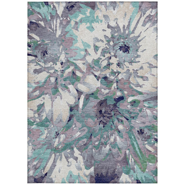 HomeRoots 10' Elegant Lavender Gray Floral Washable Area Rug for Indoor/Outdoor Use - Durable & Stylish Decor 660462
