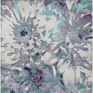 HomeRoots 10' Elegant Lavender Gray Floral Washable Area Rug for Indoor/Outdoor Use - Durable & Stylish Decor 660462