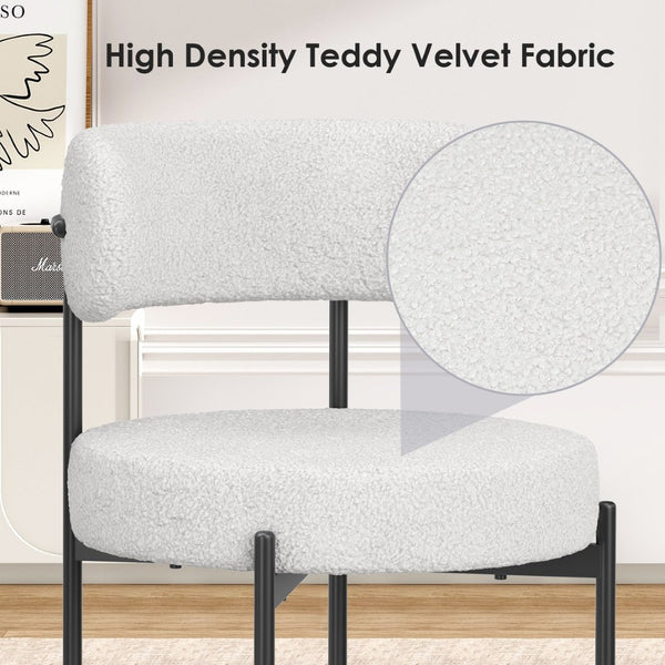 English Elm Dining Chair Set of 4 Sherpa Upholstered Button Tufted Mid Century Modern Seating T3623P431456