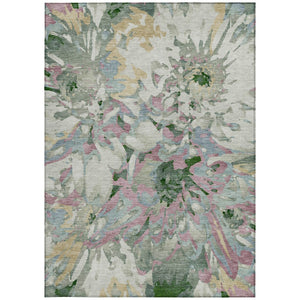 HomeRoots 9' Indoor Outdoor Floral Area Rug - Sage, Gold & Emerald - Washable, Durable, Elegant Design for All Spaces 660467