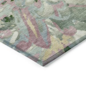 HomeRoots 10' Luxurious Sage Gold & Emerald Floral Washable Area Rug - Perfect for Indoor & Outdoor Spaces! 660468