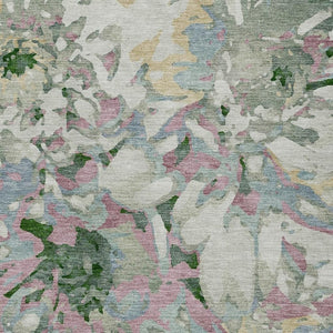 HomeRoots 10' Luxurious Sage Gold & Emerald Floral Washable Area Rug - Perfect for Indoor & Outdoor Spaces! 660468