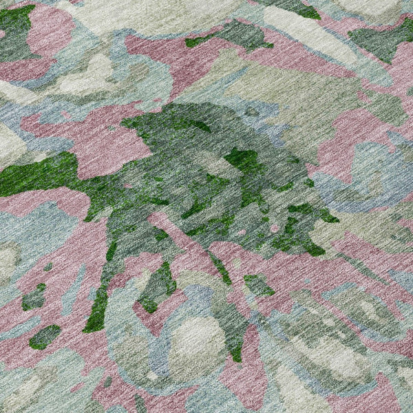 HomeRoots 10' Luxurious Sage Gold & Emerald Floral Washable Area Rug - Perfect for Indoor & Outdoor Spaces! 660468