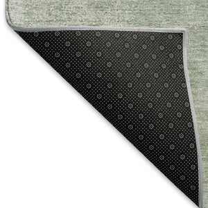 HomeRoots 8' Modern Abstract Artichoke Green and Ivory Round Washable Area Rug for Indoor & Outdoor Spaces 660477