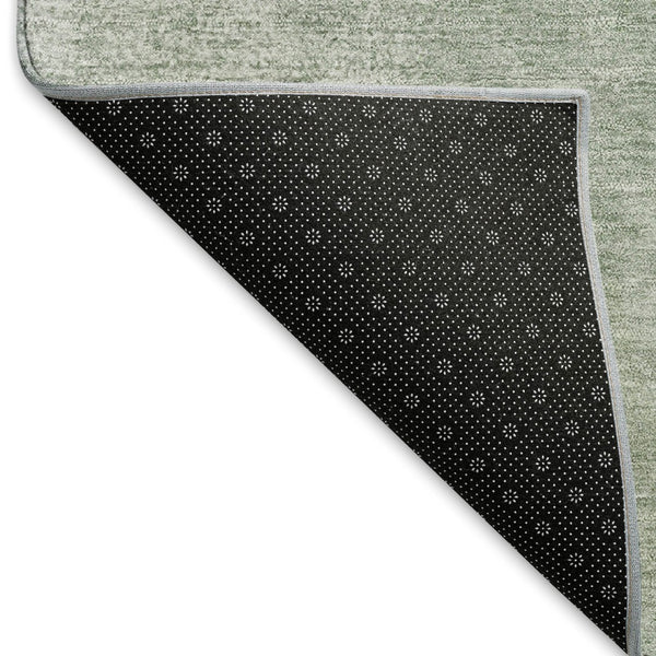 HomeRoots 8' Modern Abstract Artichoke Green and Ivory Round Washable Area Rug for Indoor & Outdoor Spaces 660477