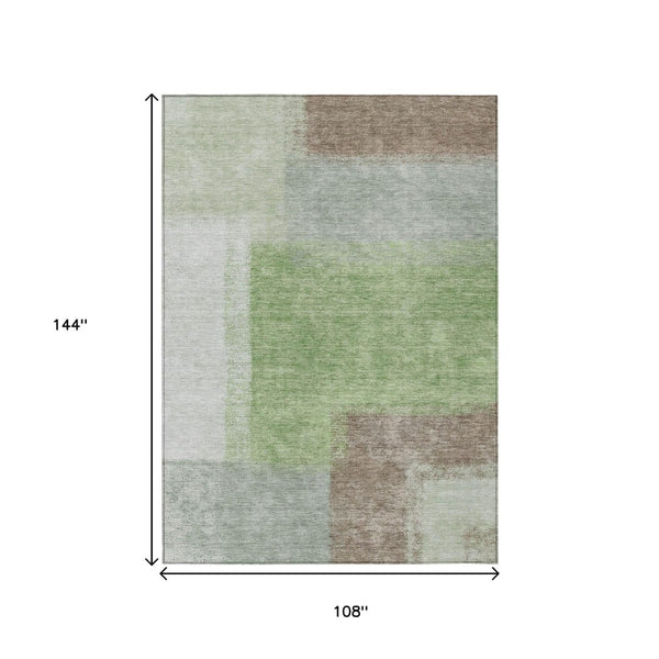 HomeRoots 9' Artichoke Green Abstract Washable Indoor-Outdoor Area Rug for High-Traffic Spaces & Easy Care 660479