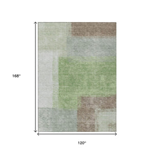 HomeRoots 10' Artichoke Green Abstract Washable Area Rug – Stylish Indoor/Outdoor Durable Design for High-Traffic Spaces 660480