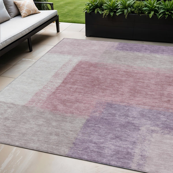 HomeRoots 5' X 8' Versatile Blush, Ivory & Gray Abstract Rug - Washable, Durable for Indoor & Outdoor Use! 660482