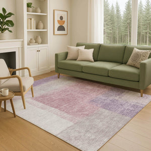 HomeRoots 5' X 8' Versatile Blush, Ivory & Gray Abstract Rug - Washable, Durable for Indoor & Outdoor Use! 660482