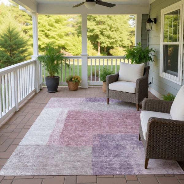 HomeRoots 5' X 8' Versatile Blush, Ivory & Gray Abstract Rug - Washable, Durable for Indoor & Outdoor Use! 660482