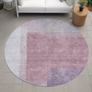 HomeRoots 8' Blush Ivory and Gray Round Abstract Rug - Stylish, Washable, Durable for Indoor & Outdoor Spaces 660483