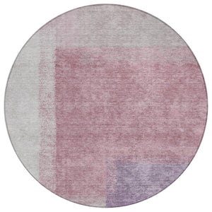 HomeRoots 8' Blush Ivory and Gray Round Abstract Rug - Stylish, Washable, Durable for Indoor & Outdoor Spaces 660483