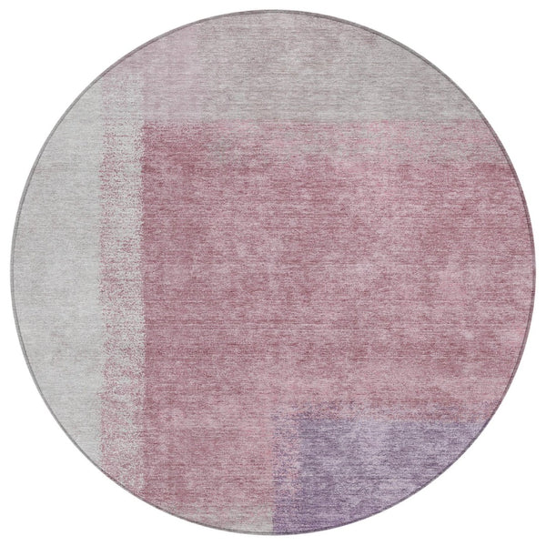 HomeRoots 8' Blush Ivory and Gray Round Abstract Rug - Stylish, Washable, Durable for Indoor & Outdoor Spaces 660483