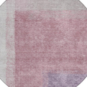 HomeRoots 8' Blush Ivory and Gray Round Abstract Rug - Stylish, Washable, Durable for Indoor & Outdoor Spaces 660483