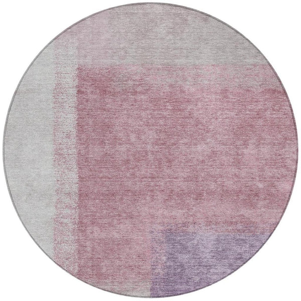 HomeRoots 8' Blush Ivory and Gray Round Abstract Rug - Stylish, Washable, Durable for Indoor & Outdoor Spaces 660483