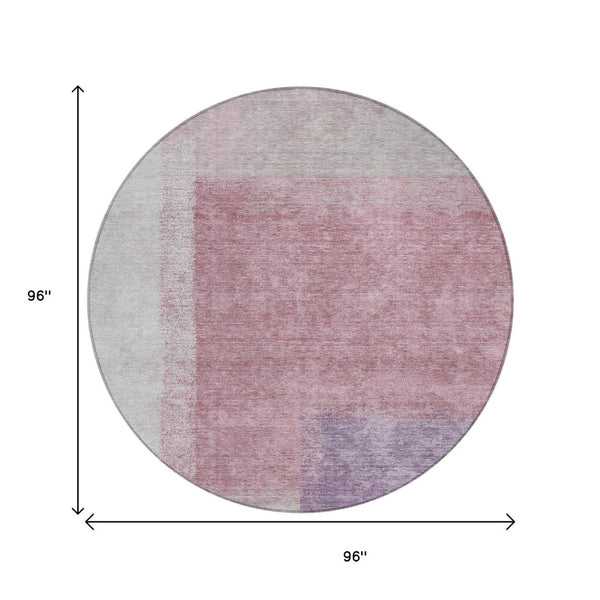 HomeRoots 8' Blush Ivory and Gray Round Abstract Rug - Stylish, Washable, Durable for Indoor & Outdoor Spaces 660483
