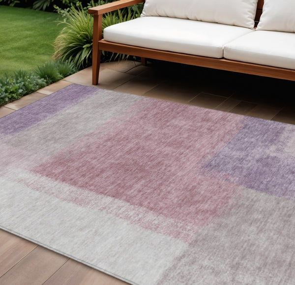 HomeRoots 8' X 10' Stylish Blush Ivory & Gray Abstract Washable Area Rug for Indoor & Outdoor Use 660484