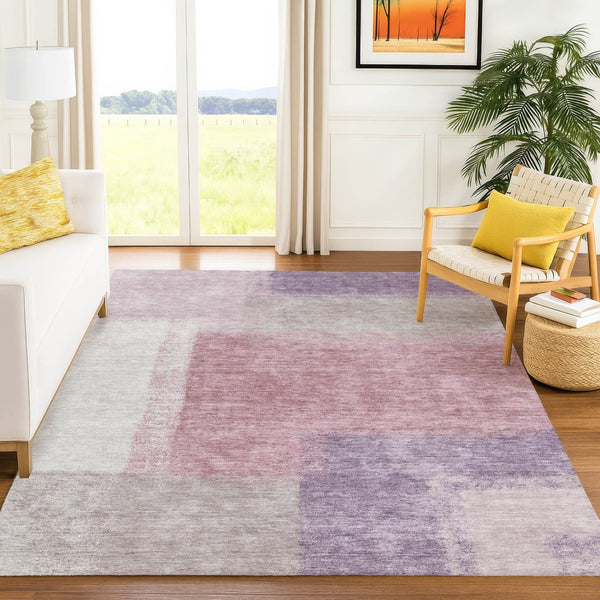 HomeRoots 8' X 10' Stylish Blush Ivory & Gray Abstract Washable Area Rug for Indoor & Outdoor Use 660484