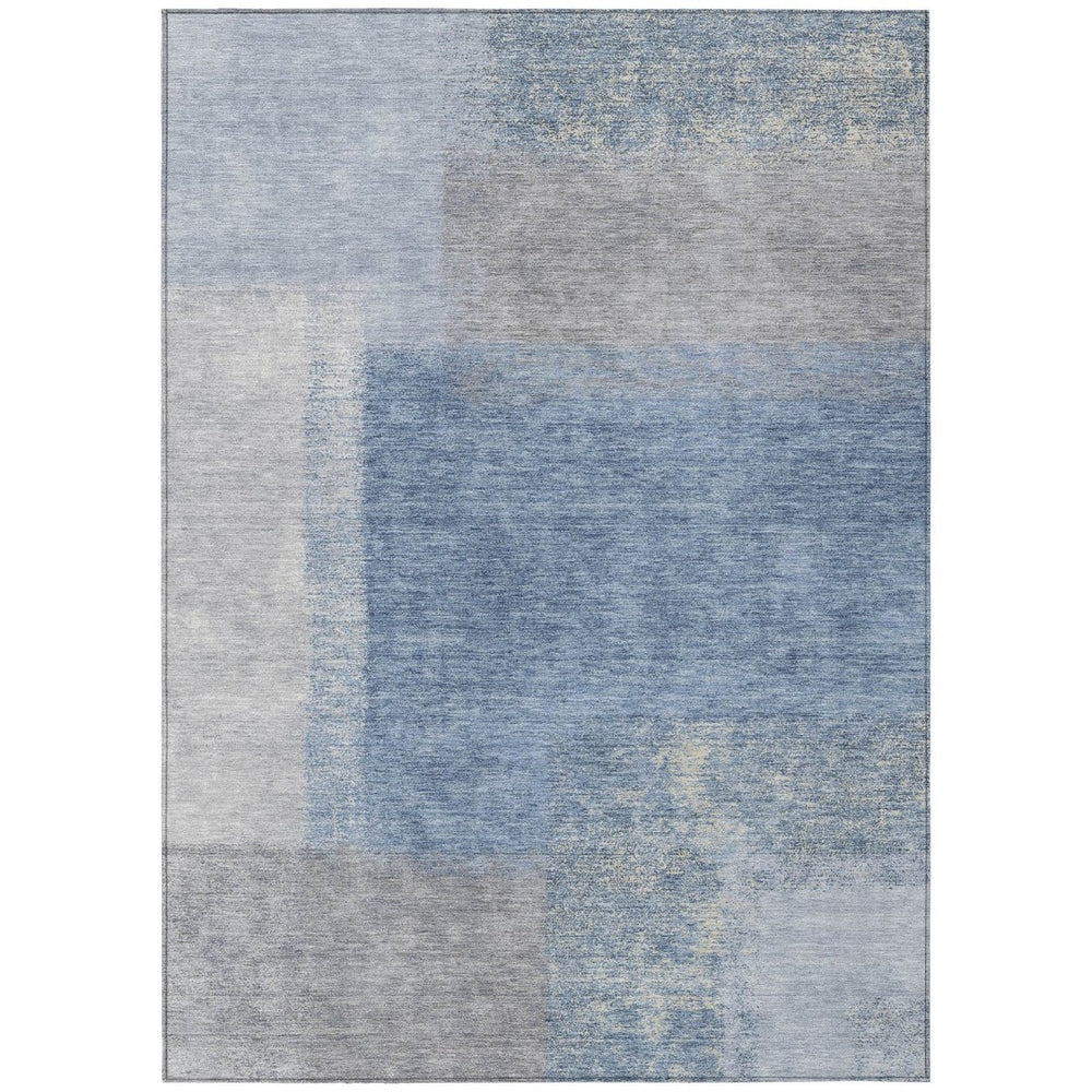 HomeRoots 10' Denim Blue, Ivory & Gray Abstract Washable Area Rug – Durable Indoor/Outdoor Design for High-Traffic Areas 660492