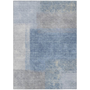 HomeRoots 10' Denim Blue, Ivory & Gray Abstract Washable Area Rug – Durable Indoor/Outdoor Design for High-Traffic Areas 660492