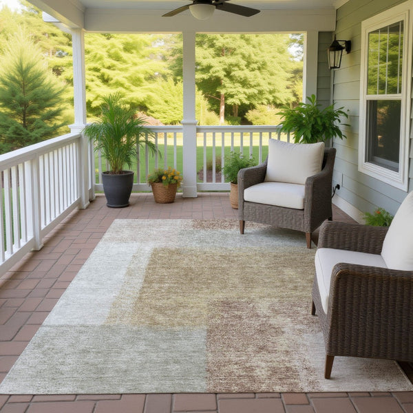 HomeRoots 10' Gold Ivory and Gray Abstract Washable Area Rug – Durable Indoor/Outdoor Design for Modern Spaces 660498