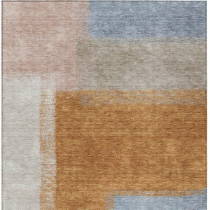 HomeRoots 5' X 8' Washable Indoor Outdoor Area Rug in Rust, Ivory & Blue - Stylish, Durable & Easy to Clean 660500