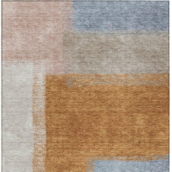 HomeRoots 5' X 8' Washable Indoor Outdoor Area Rug in Rust, Ivory & Blue - Stylish, Durable & Easy to Clean 660500
