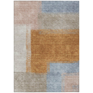 HomeRoots 5' X 8' Washable Indoor Outdoor Area Rug in Rust, Ivory & Blue - Stylish, Durable & Easy to Clean 660500