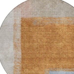HomeRoots 8' Round Abstract Area Rug in Rust, Ivory & Blue – Durable, Washable Design for Indoor & Outdoor Use 660501