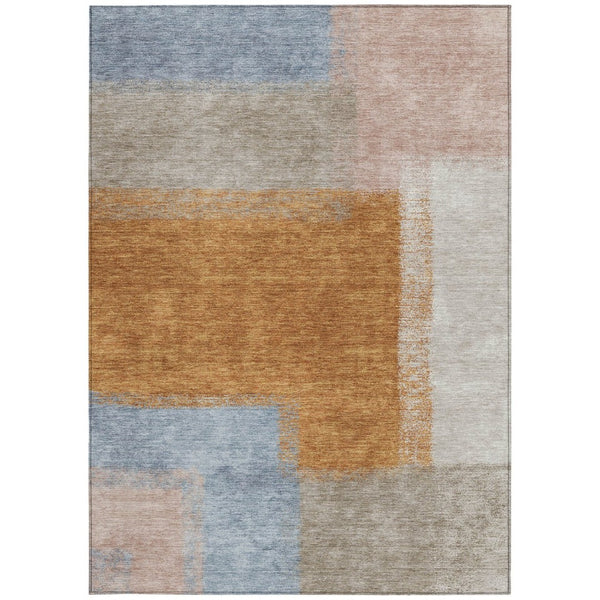 HomeRoots 8' X 10' Stylish Rust Ivory and Blue Abstract Area Rug - Machine Washable for Indoor and Outdoor Use 660502