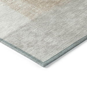 HomeRoots 8' Round Abstract Area Rug in Taupe, Ivory & Gray - Washable, Durable for Indoor & Outdoor Spaces 660507
