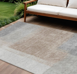 HomeRoots 8' X 10' Contemporary Taupe Ivory Gray Abstract Washable Indoor Outdoor Area Rug for Any Space 660508