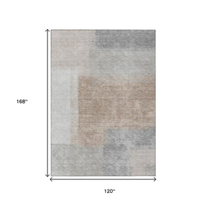 HomeRoots 10' Indoor Outdoor Area Rug - Stylish Taupe, Ivory & Gray Abstract Design, Machine Washable & Durable 660510