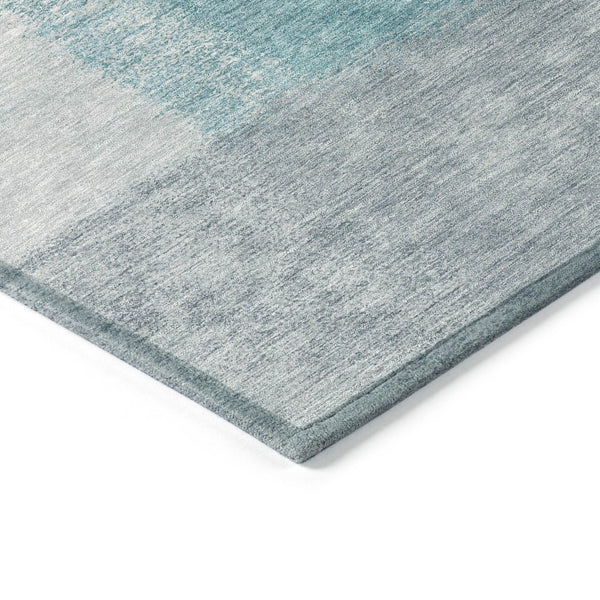 HomeRoots 8' Teal Blue Ivory Gray Round Abstract Washable Indoor Outdoor Rug - Durable, Stylish, Versatile! 660513