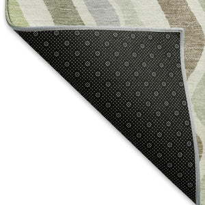 HomeRoots 8' X 10' Striped Washable Area Rug in Artichoke Green, Ivory, and Brown for Indoor & Outdoor Spaces 660520