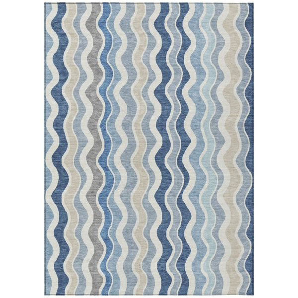 HomeRoots 9' Coastal Charm Striped Washable Indoor Outdoor Area Rug - Durable, Stylish & Easy Care Design! 660527