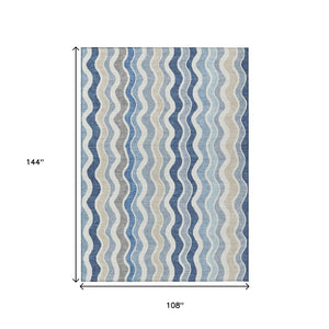 HomeRoots 9' Coastal Charm Striped Washable Indoor Outdoor Area Rug - Durable, Stylish & Easy Care Design! 660527