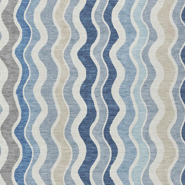 HomeRoots 10' Striped Blue, Khaki & Ivory Washable Indoor/Outdoor Area Rug - Durable, Stylish, Easy Care! 660528