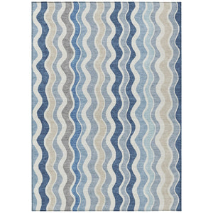 HomeRoots 10' Striped Blue, Khaki & Ivory Washable Indoor/Outdoor Area Rug - Durable, Stylish, Easy Care! 660528