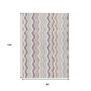 HomeRoots 8' X 10' Washable Indoor Outdoor Area Rug in Blush, Ivory & Taupe - Stylish & Durable for Any Space 660532