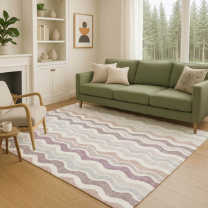HomeRoots 8' X 10' Washable Indoor Outdoor Area Rug in Blush, Ivory & Taupe - Stylish & Durable for Any Space 660532