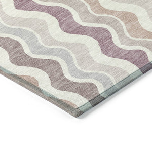 HomeRoots 9' X 12' Blush Ivory Taupe Striped Area Rug - Washable, Stain-Resistant for Indoor and Outdoor Use! 660533