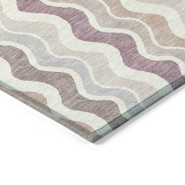 HomeRoots 10' Stylish Blush Ivory Taupe Striped Washable Area Rug – Perfect for Indoor & Outdoor Spaces! 660534